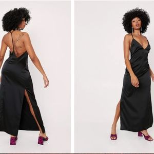 Petite Satin Split Hem Maxi Dress | US 10